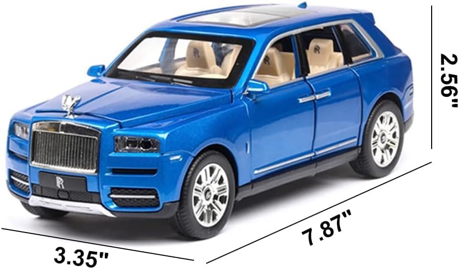 Image of 1:24 Rolls-Royce Cullinan Diecast Model Car Alloy Pull Back Toy Car with Sound & Light, Collectible Vehicle for Kids & Adults, Birthday Gift for Boys & Girls (Blue)