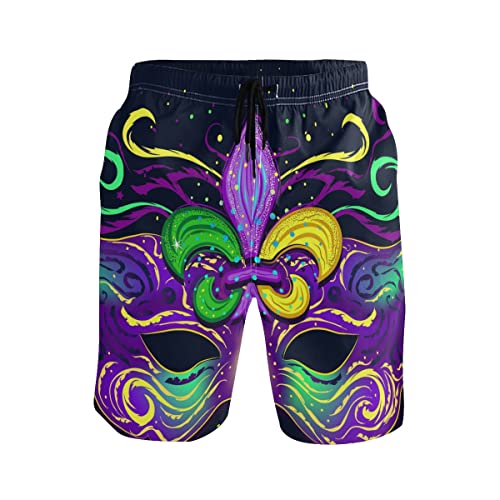 Men's Beach Shorts Mardi Gras Quick Dry Swim Trunks Shorts with Pockets for Men, S M L XL XXL