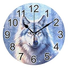 Wolf Winter Forest Wall Clock Non Ticking Silent Kitchen Clock Large Battery Operated Clocks 10