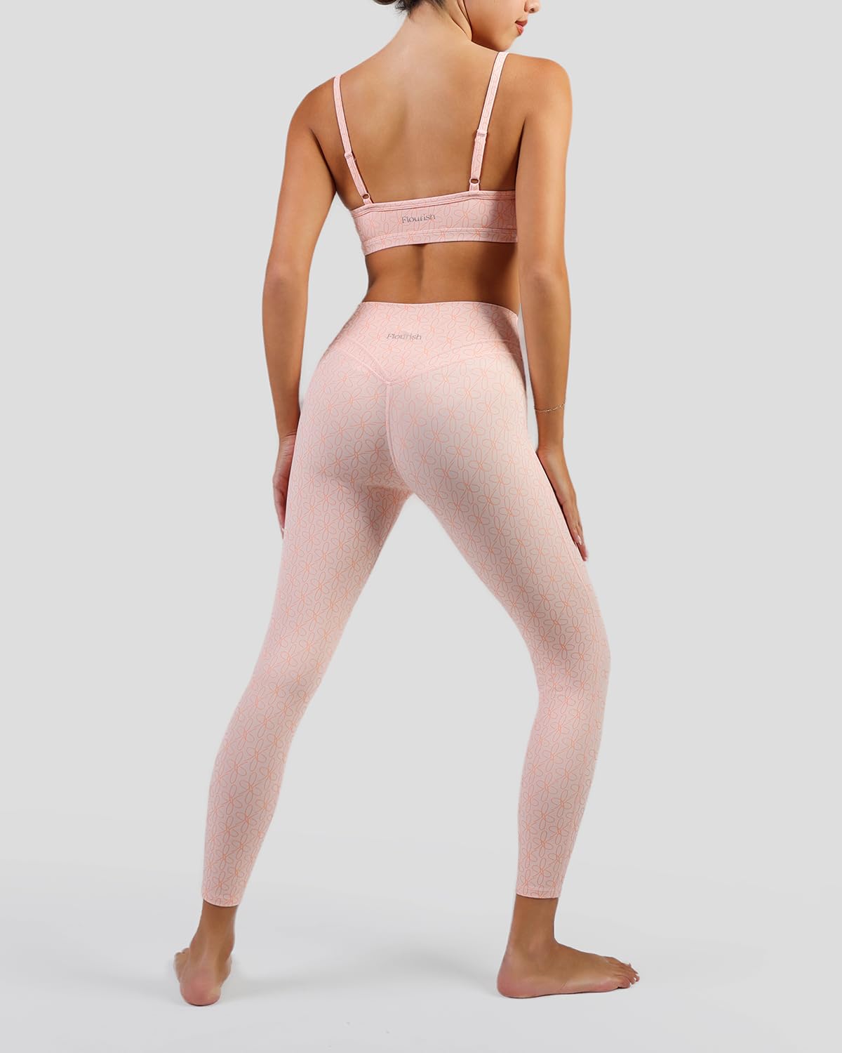 Flourish Blossom - Leggings da donna a vita alta, a doppia fascia, per allenamento, controllo della pancia, palestra, yoga