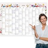heaven+paper Jahresplaner 2026 A1 Wandkalender 2026 gefaltet | großer Kalender mit großen Feldern & Wildblumen-Illustrationen | Wandplaner mit Feiertagen, Kalenderwochen | modern für Familie, Büro