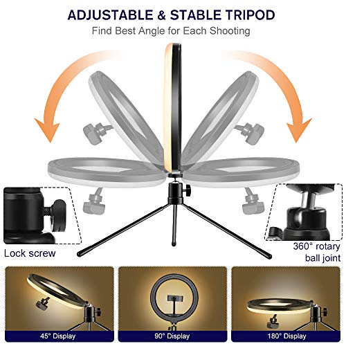 Ringlicht mit Stativ Handy, Dimmbare Ringleuchte für Live-Streaming/Zoom-Meetings/YouTube-Video/Volg/tiktok, kompatibel… – Bild 6
