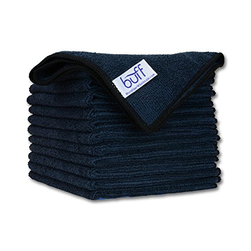 12" x 12" Buff Pro Multi-Surface Microfiber Cleaning Cloths | Black - 12