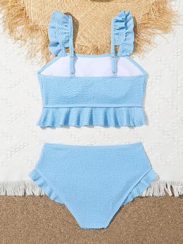Floerns Girl's 2 Piece Bathing Suit Ruffle Trim Summer Bikini Swimsuit2