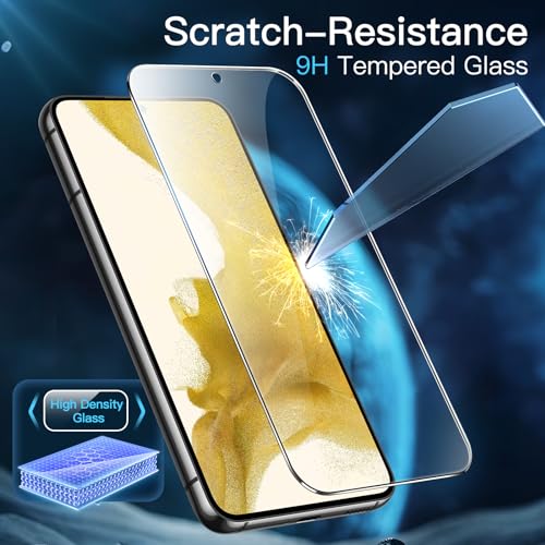 Image of JETech Tempered Glass Screen Protector Guard for Samsung Galaxy S22 5G with Easy Installation Tool, Fingerprint ID Compatible, HD Clear, 3-Pack