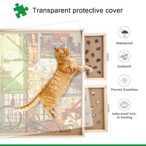 all4jig 1500 piece rotating puzzle board with drawers and cover2534x3434portable wooden jigsaw puzzle table for adults portablelazy susan spinning puzzle boards birthday gift for mom