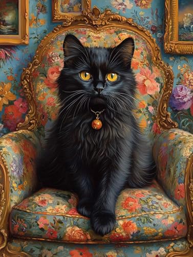 数字油絵 猫 ペイントバイナンバー 動物 ナンバーペイント, DIY 絵 デジタル油絵 キット 初心者向け 簡単 Paint by Numbers ブラシとアクリル絵の具が入 手塗り DIY絵 オフィス インテリア リビング装飾, 女性へのギフト 30x4