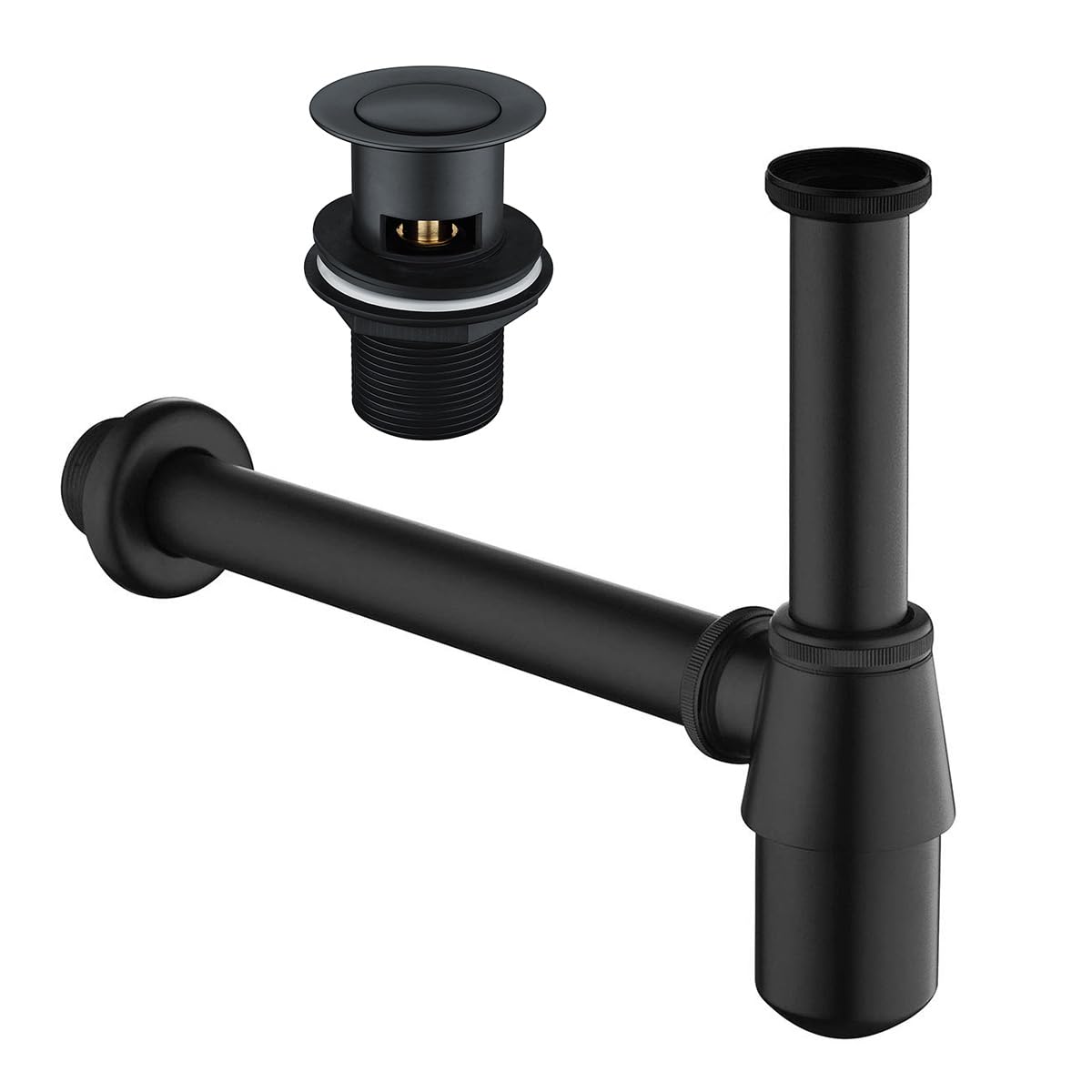 Nes Home Matte Black Bathroom Basin Bottle Trap & Unslotted Waste