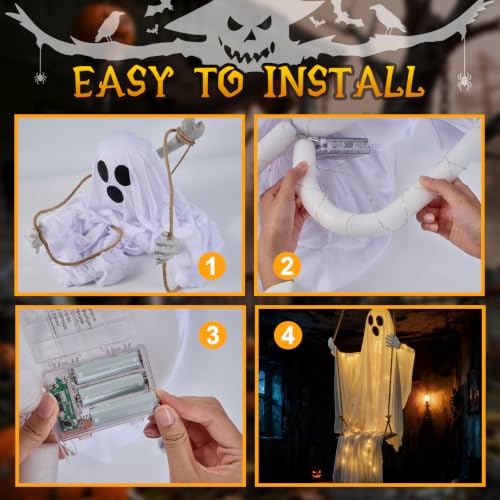4.8' Hanging Swing Ghost Halloween Outdoor Decoration - image 8