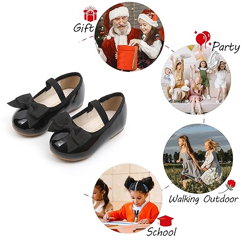Image of PHIRAMIN Toddler Flower Girl Dress Shoes - Little Girl Ballet Flats Bow Wedding Party