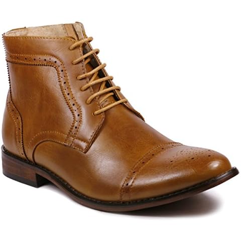 Metrocharm MC123 Men's Cap Toe Lace up Dress Casual Ankle Boot (10, Tan) Cover