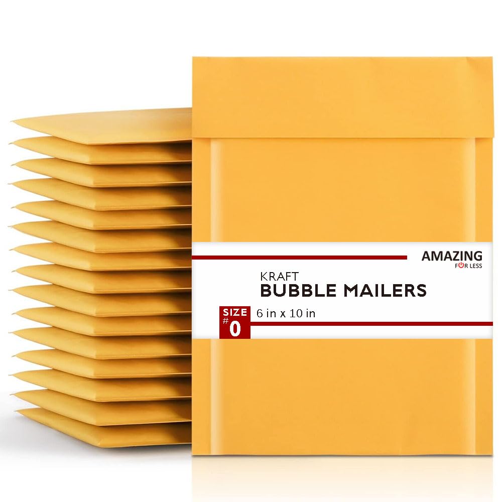 Amazing for less (250pc) 6x9 Kraft Padded Bubble Mailer Self Seal Cushioned Durable Shipping Envelopes - Bubble Mailers Size #0 Packing Envelope for Small Business Shipping (250 Pack - (6x9))