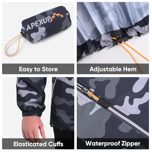 Image of APEXUP Packable Rain Jacket Men Waterproof Lightweight Raincoat with Hood