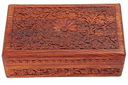 IndiaBigShop Caja de Madera de Trabajo Especial del tamaño del diseño Floral único 7 x 5 Pulgadas, la Caja de la Vendimia, Caja de almacenaje Regalo de la acción de Gracias para Sus Seres Queridos