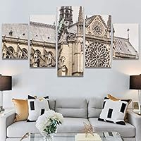 SIGNWIN 5 Panel Canvas Wall Art Modern Art Architecture & Maps Building Contemporary Expressive Multicolor Photography for Home Decorations Ready to Hang - 60
