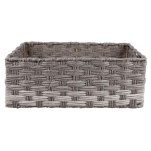 SOLUSTRE Decorative Imitation Rattan Table Basket Versatile Office Desk Organizer for Home Storage for Snacks Sundries and Items Enhances Interior Decor