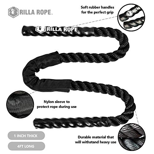 Rilla Rope Boomerang, Fitness Accessory Rope for Kettlebell, Dumbbell, Strength, Endurance Training, Flexibility, Crossfit, Home Gym, and Yoga, Multi Use Gym Equipment (Single)