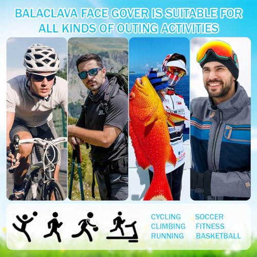 Image of GUSTAVE UPF 50+ Face Mask for Bikers Men 3 in 1 Balaclava Sun Hood with Face Mask & Neck Gaiter, Ice Silk Cool Touch Drawstring Sun Hood Quick Dry Moisture-Wicking Outdoor Riding Sun Hat