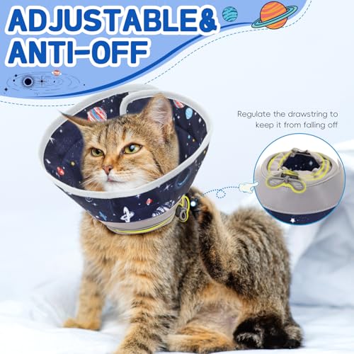 Image of Cat Cone Collar Soft, Comfortable Cat Recovery Collar Pet Cone for Small Large Cats, Lightweight Elizabethan Collar for Cats Kittens After Surgery Prevent from Licking Wounds, Star, S