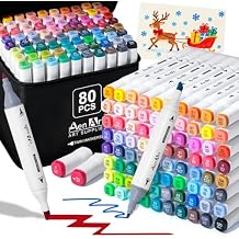 AenArt Alcohol Markers, 80 Color Dual Tip Art Drawing Markers, Artist Pens with Organizing Case for Adult Drawing Coloring SketchingWhite Barrel