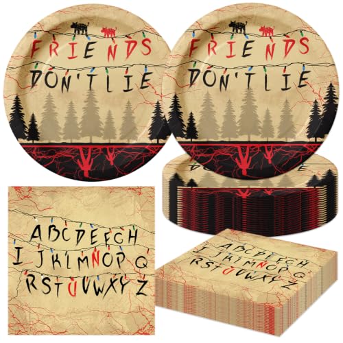 Foxercases 40Pcs Horror Birthday Party Decorations Horror Plates and Napkins Party Supplies Set for 20 Guests
