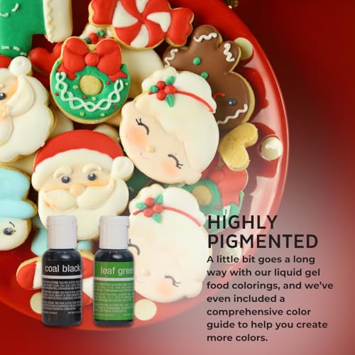 Chefmaster - Holiday Colors Liqua-Gel Food Coloring Kit - Water-Based Food Coloring Gel - 4 Pack - Highly Pigmented, Create Vividly Colored Desserts, Christmas, XMas - Made in the USA