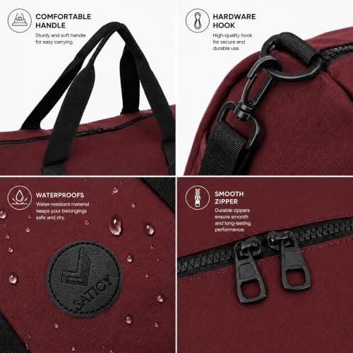 Image of Storite Travel Duffel Bag for Women & Men, Water-Resistant Nylon Weekender Bag with Adjustable Shoulder Strap, Lightweight Overnight Luggage Bag for Travel, Sports & Daily Use (Red Front Zip)