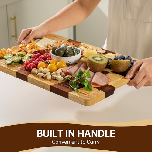 Tabla de cortar rectangular de madera con ranura y mango miniatura 5