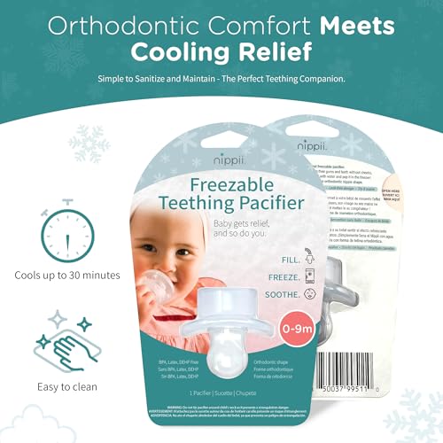 Nippii 22-NFPOR-CLEA Freezable Orthodontic Pacifier For Teething - Orthodontic Design Teething Pacifier For Baby Teething Relief thumb #1