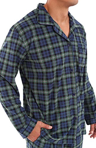 Alexander Del Rossa Men's Soft Plush Fleece Pajama Lounge Set, Warm Long Sleeve Shirt and Pants, PJ Blue and Green Tartan Plaid XL Tall (A0330P23XLT)3