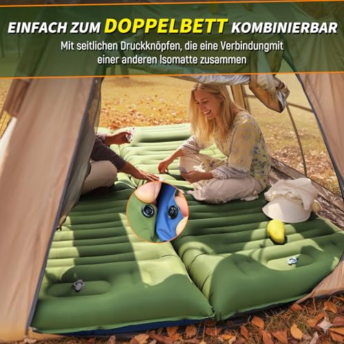 Myxslop Camping Isomatte ,12CM Verdicktes Luftmatratze Camping, Aufblasbare Matratze mit Fußpumpe & Kissen, Ultraleichte Schlafmatte Outdoor für Wandern, Strand, Reise, Zelt