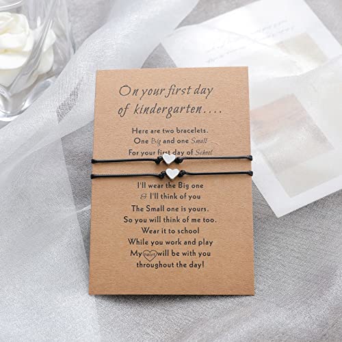 FUNGOS First Day of School Bracelets Back to School Gift Mother and Daughter Bracelets Set Mommy and Me Back to School Bracelet Heart Bracelets, Separation Anxiety Present - Image 3