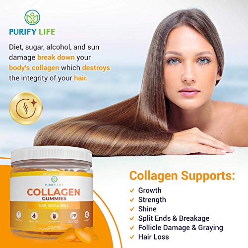 Purify Life Biotin & Collagen Bundle, Gummies For Hair Growth, Healthier Skin & Nails (Bulk 90 Gummies), Vegan, Gluten Free, Non-Gmo All Natural Supplement #TOP3