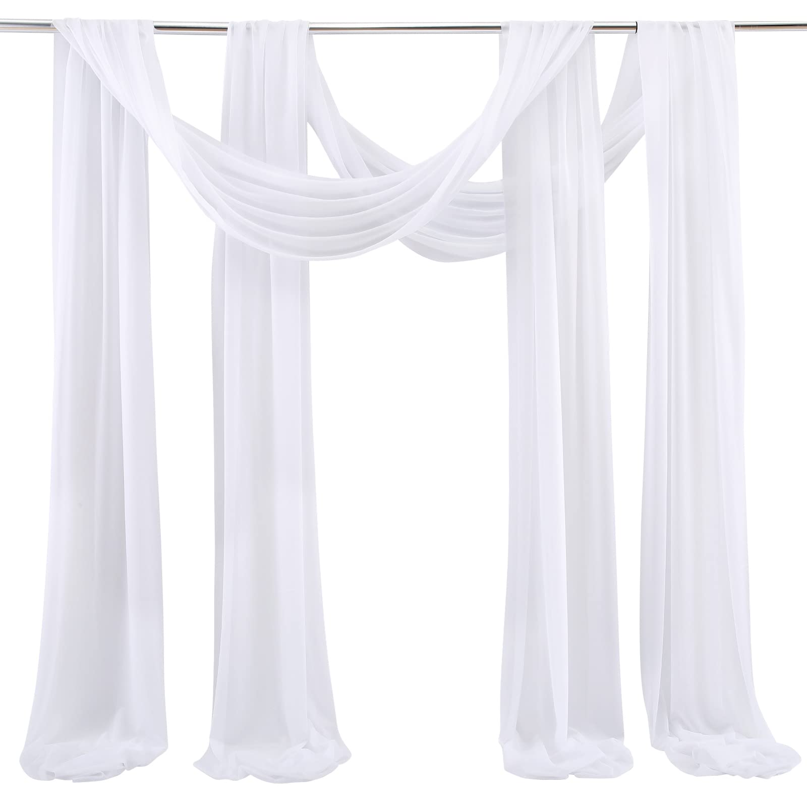 ZHDOKA 2 paneles de tela drapeada de arco de boda, cortinas de fondo transparentes de 19.7 pies, cortinas de tela de gasa, cortinas de cenador, decoración de ceremonia de boda, recepción, paneles de