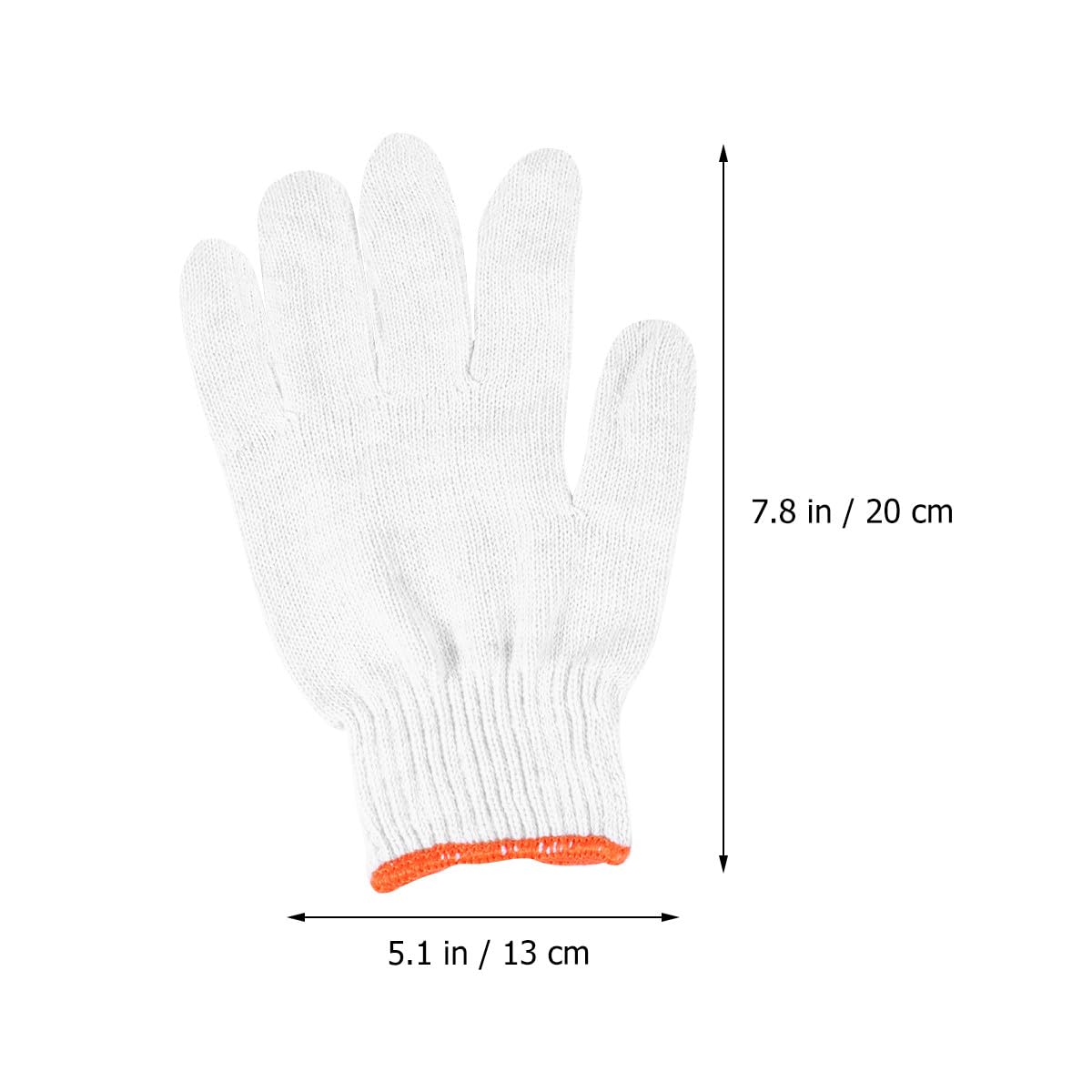 INOOMP Moufles Antidérapants en Fil de Coton Blanc Lot 24 Paires pour Manutention Industrielle et Travaux Manuels Bordure Orange Résistante