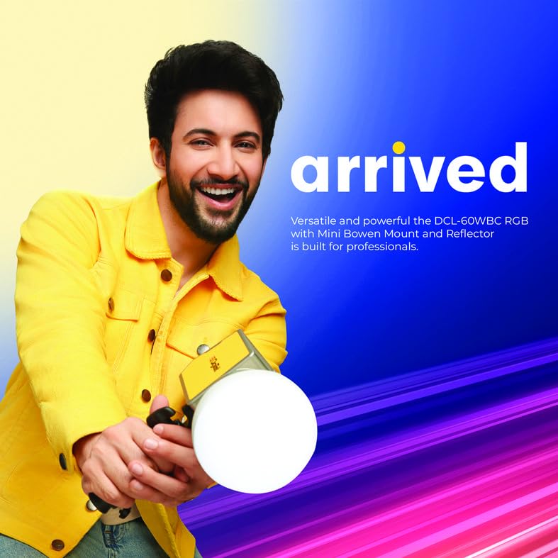 Image of DIGITEK (DCL-60W RGB) 60W RGB Continuous LED Light with Mini Bowen Mount & Reflector, 2700K-6500K Color Temp, 20FX Modes, 97+ CRI, 0-100% Brightness, APP Control, Studio Lighting for Videography