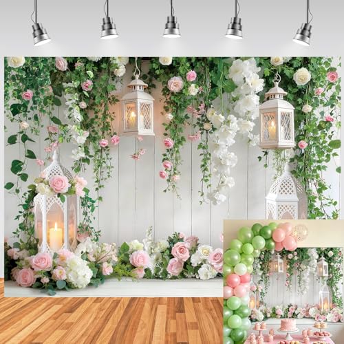 Toile de fond florale rose et blanche pour sublimer un stand photo de fête prénuptiale