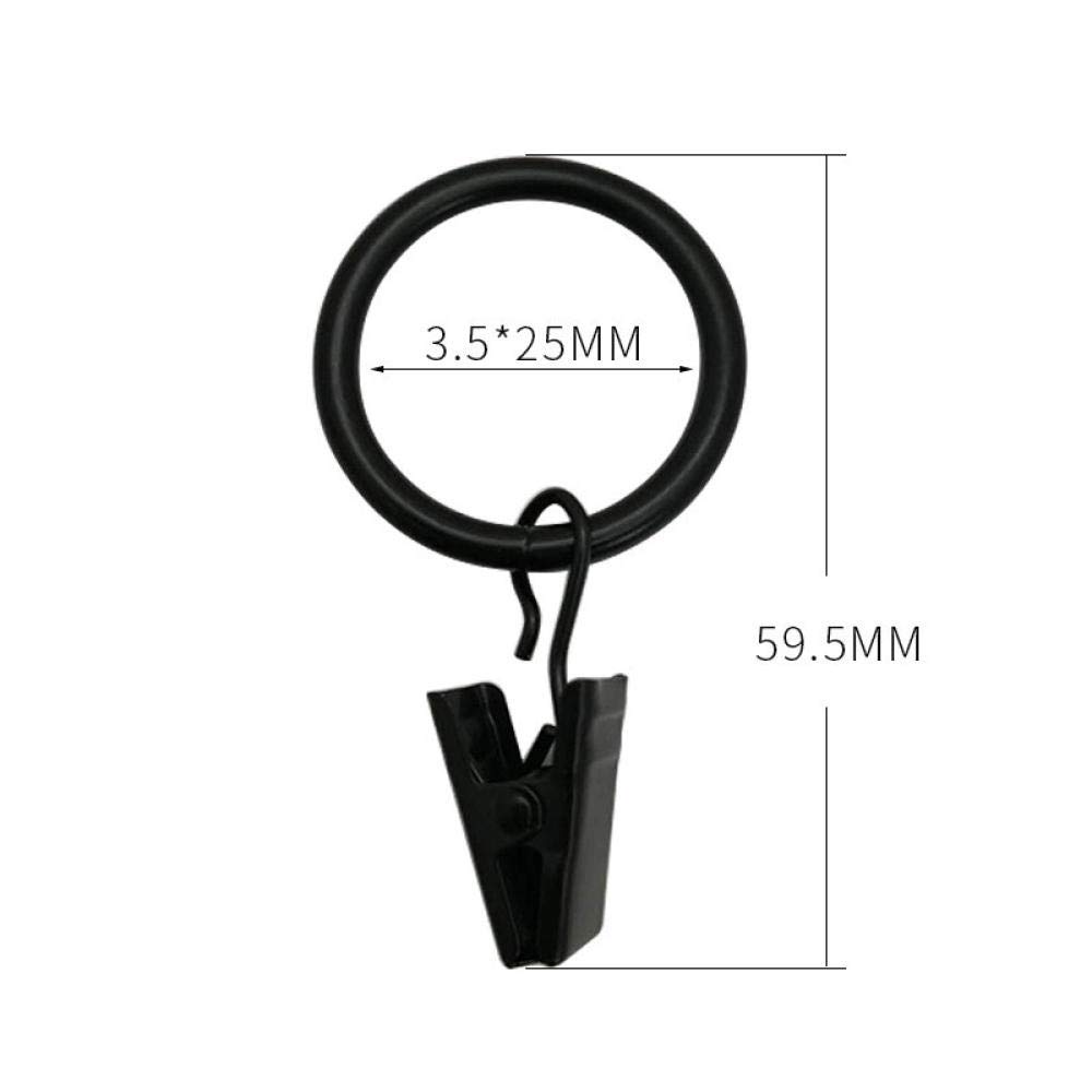 50 Stück Vorhangringe，Metall Hängende Vorhang Klammer Clips mit Haken，für Vorhang Fotos Home Dekoration Pack，Schwarz -3,5 * 25 mm Innendurchmesser