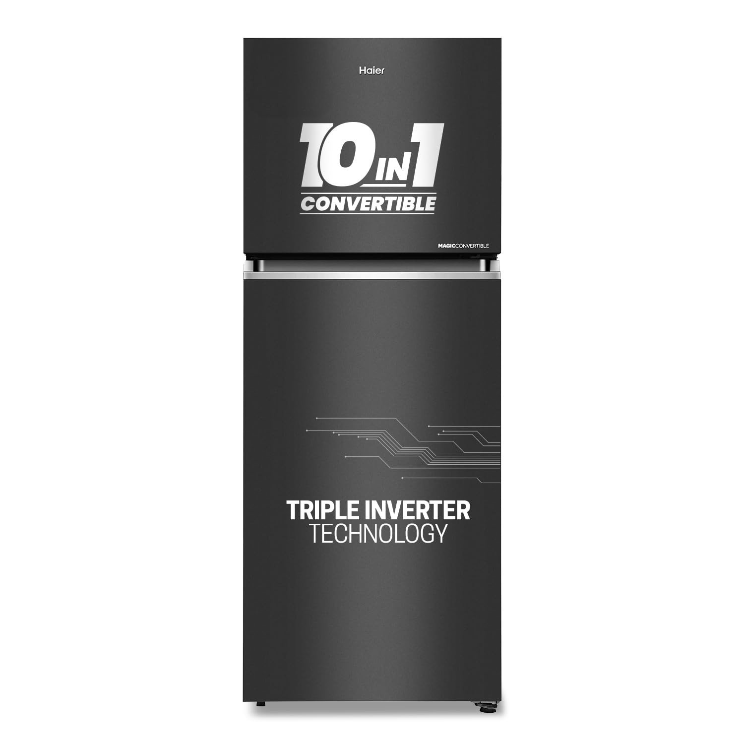 Haier 328 L, 3 Star, Convertible 10-in-1, Triple Inverter & Dual Fan Motor Technology, Frost Free Double Door Refrigerator (HEF-333GB-P, GE Black)