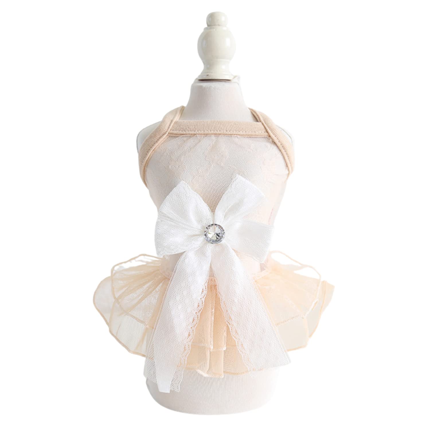 Harikaji Pet Skirt,Dog Lace Princess Skirt Wedding Dresses, Lovely Bow Breathable Pet Clohtes for Cats Puppy Small Dogs (M,Skin)
