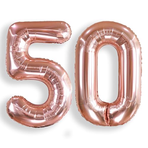 AULE 40 Inch Rose Gold 50 Balloon Number Foil 0-9 Birthday Big Numbers