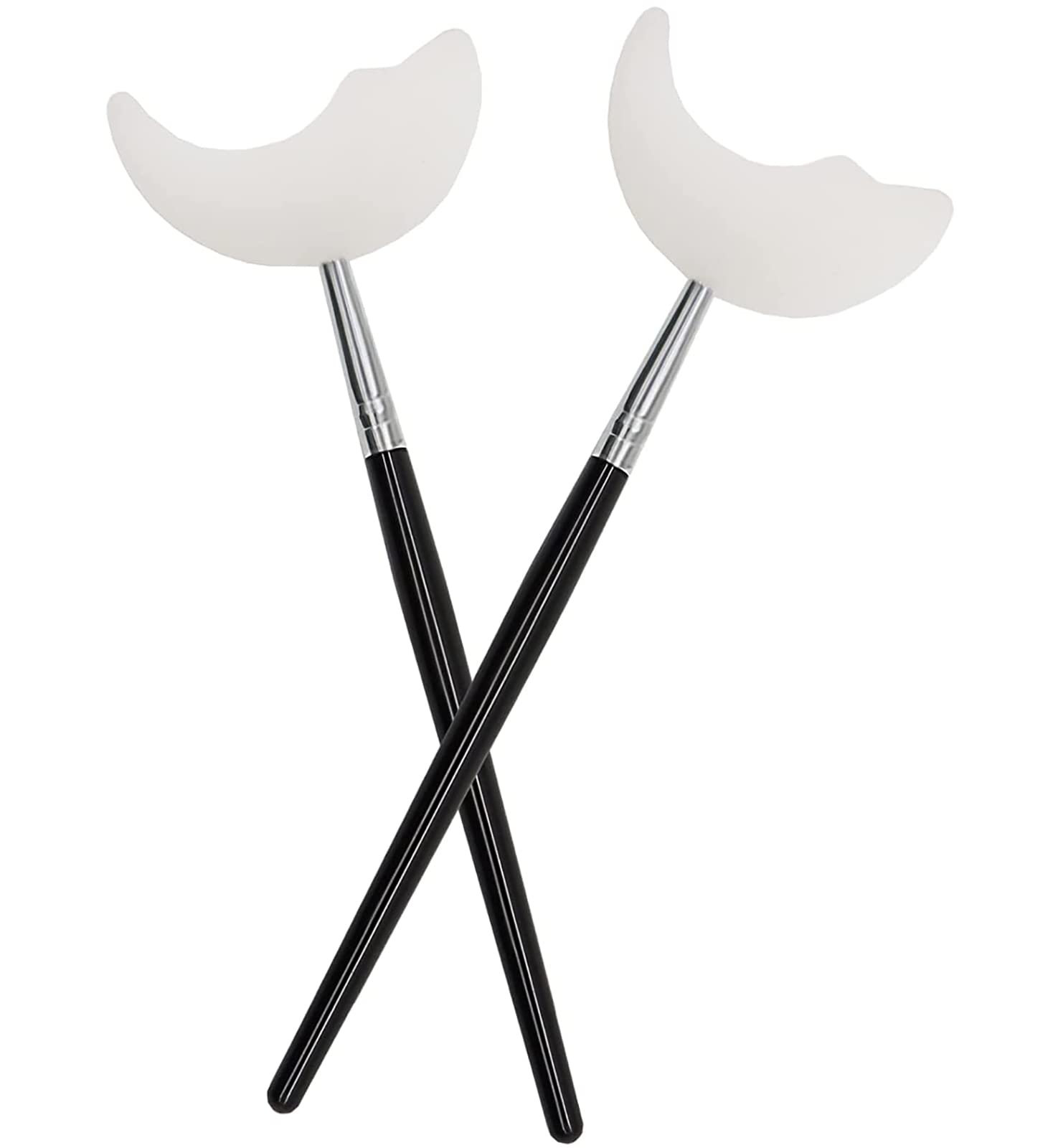 NALACAL Mascara Guard Shields, Eyelash Eyeline Eyeshadow Shield Guard, Silicone Reusable Eye Makeup Tool, Upper/Lower Eye Guards to Prevent Makeup Residue (Black Handle)2 Pcs