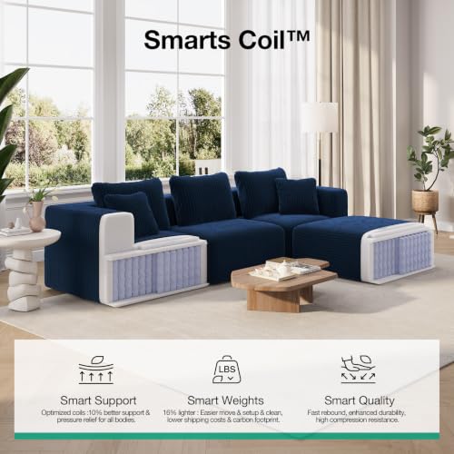 Image of Novilla 177 inch Modular Sectional Sofa, U Shape Extra Large Sectional Couch, Modern Cloud Design with Smarts Coil Support, Boneless Sectional Couch for Living Room Apartment, No Assembly Required, Blue