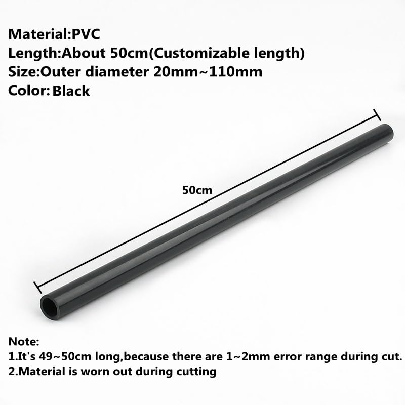 flexiable rubber 2PCS PVC Pipe Garden Irrigation Watering Fittings Planting Frame Pipe Aquarium Fish Tank Water Supply PVC Tube drain elastic (Color : Black, Size : Outer Dia 40mm)