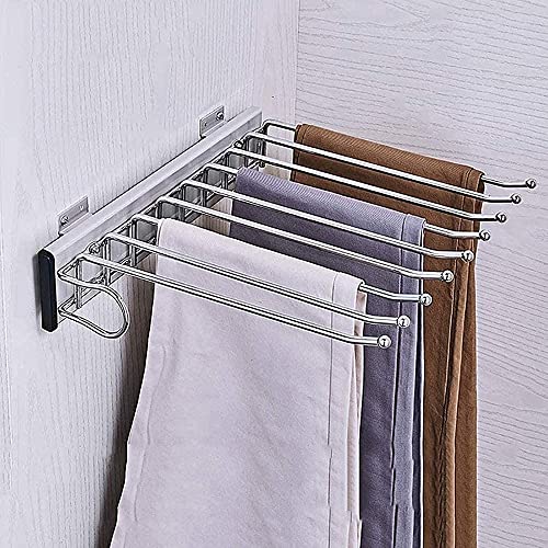 Porte-pantalons coulissant pour dressing avec 9 tiges en métal