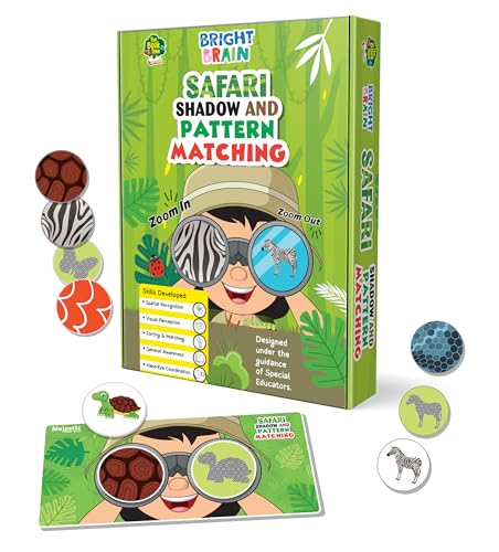 Image of Jungle Animals Sorting Game, Bright Brain Safari Shadow & Pattern Matching Puzzle for Kids, Montessori Educational Toy, Ages 3+, Birthday Gift for Toddler Boys and Girls