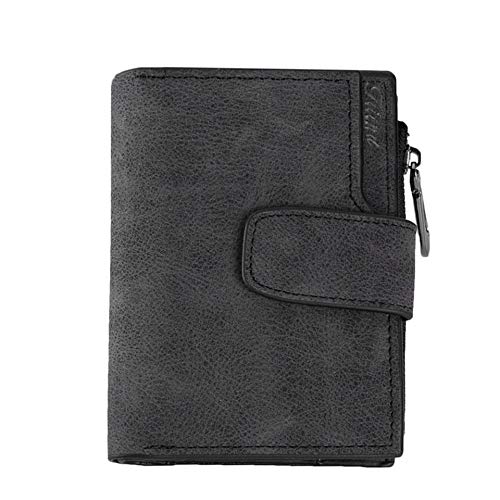 Emilyisky Cartera con Cierre de Cremallera de diseño Vintage para Mujer, Monedero de Cuero para Mujer, Titular de Tarjeta de crédito, Monedero Corto para Mujer, Cartera Mate, Cartera Negra