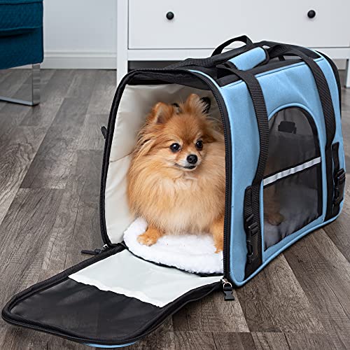 Paws & Pals Airline Approved Pet Carriers With Fleece Bed For Dog & Cat, Large, Mineral Blue #TOP7
