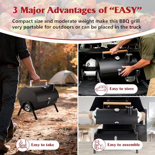 Image of HaSteeL Portable Charcoal Grill for Outdoor Barbecue, Small for 1-3 People