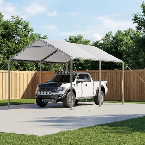 Image of Aoxun 10x15 Carport Heavy Duty Carport Potable Car Canopy Garage, White
